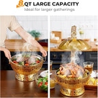 8QT Chafing Dishes Set, Luxury Stainless Steel Round Gold Buffet Warmers with Rolled Edge for Catering, Weddings, Parties, Hotels (2-Pack)