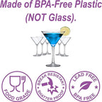 Amazing Abby - Vesper - 10-Ounce Plastic Martini Glasses (Set of 6), Plastic Cocktail Glasses, Reusable, BPA-Free, Shatter-Proof, Dishwasher-Safe, Perfect for Poolside, Outdoors, Camping, and More