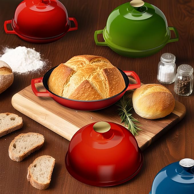 YUTANN Enameled Cast Iron Dutch Oven, 5 QT Nonstick Dutch Oven, Titanium Nonstick Coating, Ideal for Bread Baking/Braising/Roasting, Oven, Gas Stove and Stovetop Safe, Safe Material & Easy to Clean