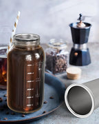 Cold Brew Coffee Filter for 32oz Wide Mouth Mason Jars, Fine Mesh, 304 Stainless Steel Strainer with Seal Ring, Reusable Cold Brew Filter for Iced Coffee Maker, Sun Tea and More