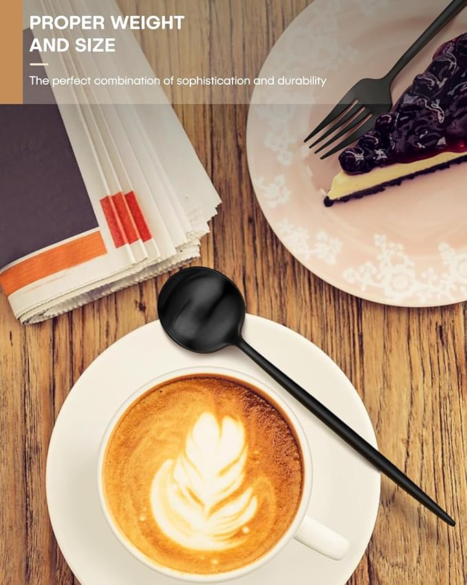 Black Silverware Set,Ollex 20 Pieces Flatware Set for 4,Stainless Tableware Cutlery Set with Knives Forks and Spoons Utensil set for Home Kitchen Restaurant Hotel,Satin Finish&Dishwasher Safe