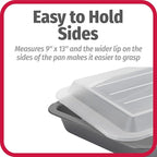 GoodCook Set of 2 Nonstick Steel 13" x 9" Cake Baking Pans with Covers, Gray