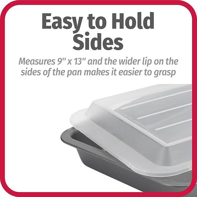 GoodCook Set of 2 Nonstick Steel 13" x 9" Cake Baking Pans with Covers, Gray
