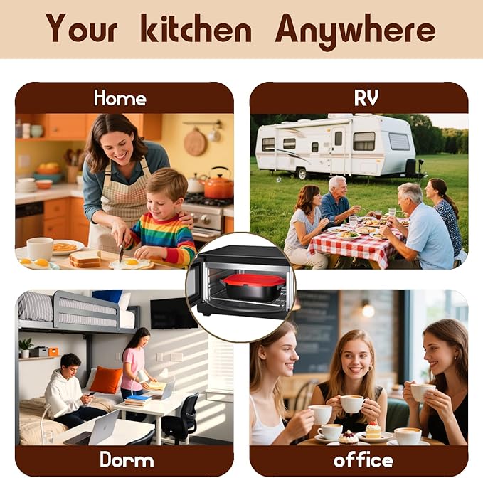 Quick-Heat Microwave Egg Cooker and 33 OZ Microwave Grill Combo | 2-Piece Breakfast Maker Set for Grilling, Frying, Crisping Meat, Bacon, Pancakes & Veggies | Dishwasher Safe & Non-Stick for Kitchen RV, Dorm, Office(Red)