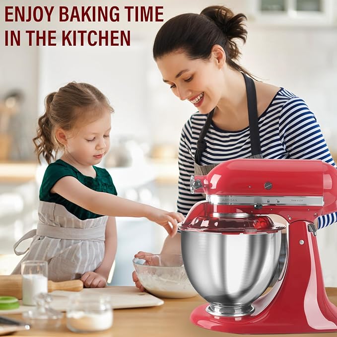 Pouring Shield for KitchenAid Tilt Head 4.5-5QT Stainless Steel (Only),Safety Pouring Shield,Splatter Guard for kitchenaid mixer bowl,Kitchen Aid Stand Mixers (Transparent Red, for 4.5-5 QT)