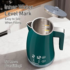 Temperature Control Electric Kettle, 5 Temp Presets, 2H Keep Warm,1.25L 1200W Fast Boil with LED Display, Cool-Touch Design with Auto Shut-Off, Cordless Design, Ideal for Tea and Coffee(Green）