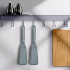 Dioycli Silicone Spatulas for Cooking Heat Resistant Pancake Spatula, Non Stick Long Omelette Spatula Turner Bpa Free 2 Pieces for Crepes Egg Burgers Pizza Cookie（Grey）