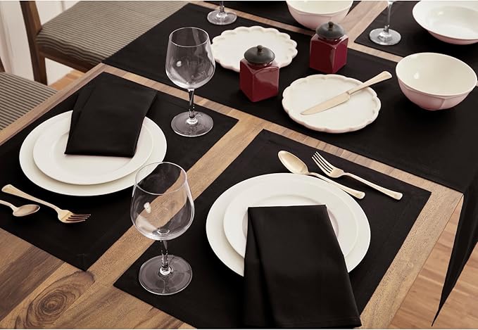 Solino Home Black Table Runner 90 Inches Long - Dru Cotton Linen Dining Table Runner 14 x 90 Inch for Summer, Halloween - Handcrafted and Machine Washable