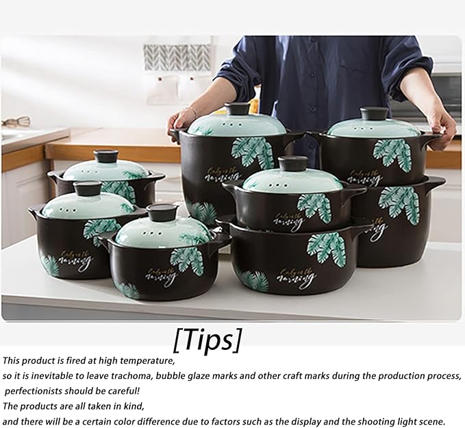 Ceramic Pot Clay Pot For Cooking Casserole Dish, Ceramic Casserole Dish with Lid Clay Pot Round Ceramic Cookware,Ceramic Casserole Dish Japanese Clay Pot Casserole Cooking Clay Pot for Home Res