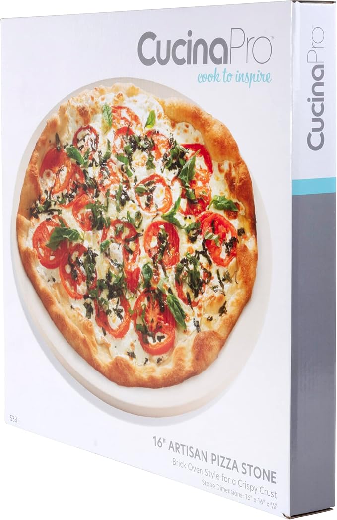 Pizza Stone for Oven, Grill, BBQ - Round 5/8 Inch Extra Thick Baking Stone w/Safe & Even Heating - XL 16.5" Pan for Crispy Crust, Made of Heavy Duty Cordierite can Withstand 550+ Degrees Fahrenheit