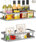 PUSDON Metal Wall Hanging Basket 2 Packs DIY Suitable for Multiple Scenes - Middle Silver Grey Guardrail