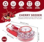 Cherry Pitter, Multi Cherry Stoner, Stainless Steel Multiple Cherry Stone Remover Tool, Cherry Seed Remover, Cherry Stone Seed Removal Core Easy Squeeze with Grip 6 Cherries Red