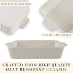 COOK WITH COLOR Casserole Dishes for Oven, Porcelain Baking Dishes, Ceramic Bakeware Sets of 4, Rectangular Pans Handles for Baking Cake Kitchen