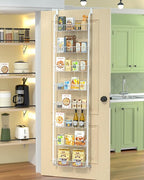 TIMEBAL 8 Tier Over the Door Pantry Organizer, and Storage Rack with 8 Full Baskets, Metal Hanging & Wall Mounted Kitchen Storage Spice Rack, Bathroom Over Door Organizer-White