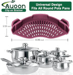 AUOON Silicone Clip on Strainer - Adjustable Strainers and Colanders for All Pots Pans and Bowls | Practical Kitchen Gadgets for Cooking and Draining (Cherry)