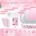 Tioncy 50 Pcs Mini Pink Loaf Pans with Lids Spoons Sticker Colorful Dots 6.8oz Disposable Rectangle Aluminum Foil Baking Pans Muffin Cupcake Cups for Picnics Wedding Birthday Baby Shower