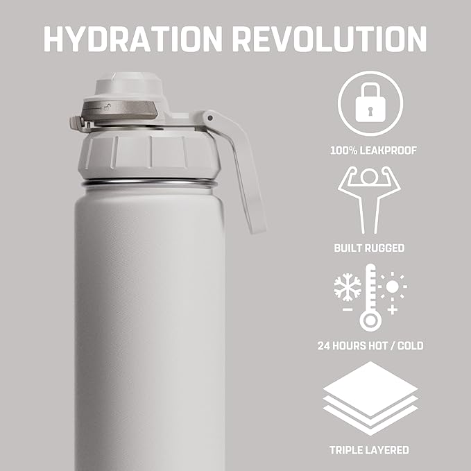 Vesmoon Vessence 24 Oz Stainless Steel Tea Infuser Bottle for Loose Leaf Tea, Water, Herbs, Fruits - Triple Layered Insulated, Leak Proof Bottle with Lid and Clip Handle - 24 Hours Hot/Cold