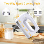 Hand Mixer Electric, 400W Food Mixer 5 Speeds Handheld Blender, 5 Stainless Steel Accessories, Storage Box, Kitchen Blender with Cord for Cream, Cookies, Dishwasher Safe, White