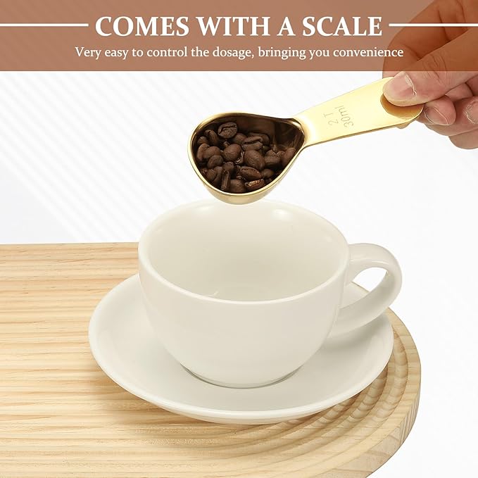 uxcell 2Pcs Stainless Steel Coffee Scoop, 15ml Short Handle Measuring Spoon for Ground Coffee Tea Sugar Kitchen Gifts, Black