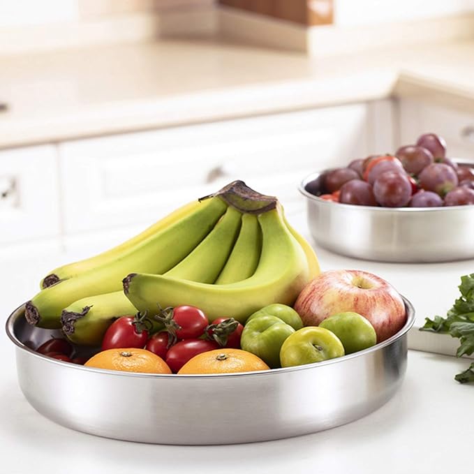 P&P CHEF Cake Pan Set of 4, Stainless Steel Baking Round Cake Pans Tins Bakeware for Birthday Wedding, Leak-proof & Easy Clean, Mirror Finish & Easy Releasing, 11 Inch