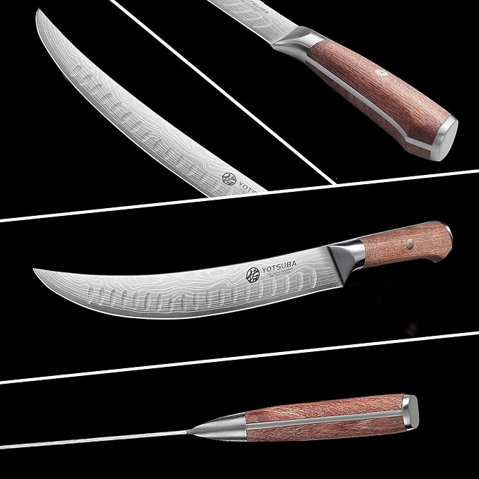 YOTSUBA Kitchen Knife Set with Block, High Carbon Stainless Steel Sharp Knife, with Gift Box (10 inch Break Knife)