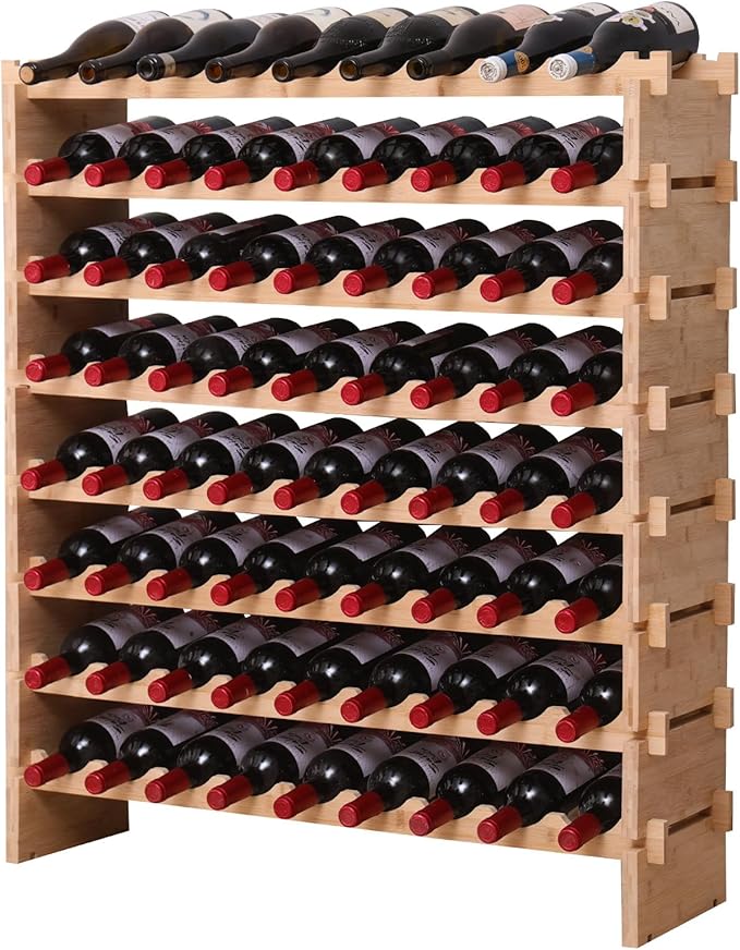 72 Bottle Stackable Storage Modular Wine Rack Cabinet Bamboo freestanding Floor Wine Holder Display Shelves