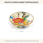 MACKENZIE-CHILDS Enamel Dipping Bowl, Small Serving Bowl for Entertaining, White Flower Market