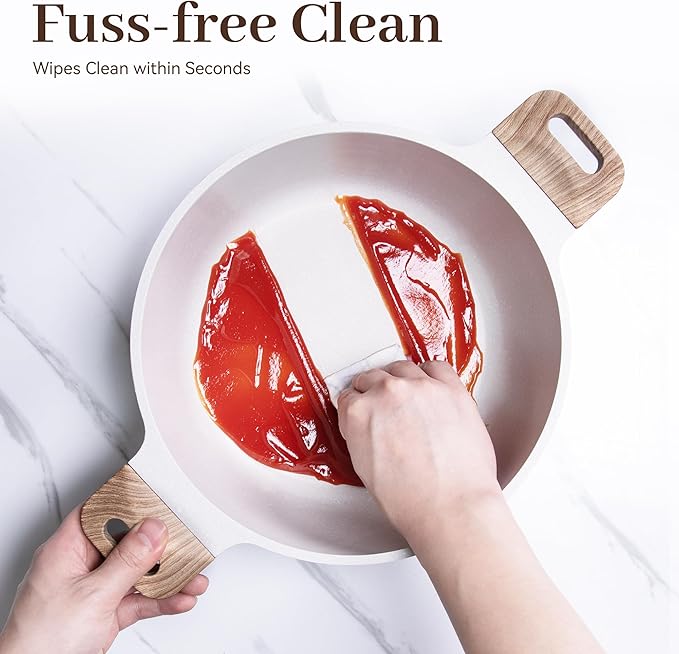 13-Piece Nonstick Pots and Pans Set – Granite Stone Kitchen Cookware Set, PFOA-Free – Includes Frying Pans, Saucepans, Sauté Pan – Induction Compatible, White