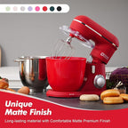 Kitchen in the box Stand Mixer, 4.5QT+5QT Two bowls Electric Food Mixer, 10 Speeds 3-IN-1 Kitchen Mixer for Daily Use with Egg Whisk,Dough Hook,Flat Beater (Matte Red, 5QT)