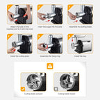 AAOBOSI #10 Meat Grinder Electric [3000W] Heavy Duty Stainless Steel Meat Mincer with 3 Grinding Plates, 3 Sausage Stuffer Tubes & Kubbe Attachments,Easy One-Button Control