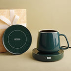 BESTINNKITS Smart Coffee Cup Warmer Set, Auto On/Off Gravity-Induction Mug Office Desk Use, Candle Wax Cup Warmer Heating Plate (Up to 131F/55C), Green Mug Warmer Set
