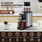 Coffee Grinder, Lonkion Conical Burr Coffee Grinder with 25 Grind Settings for 12 Cups, Home Use, Big Capacity Design, Stainless Steel