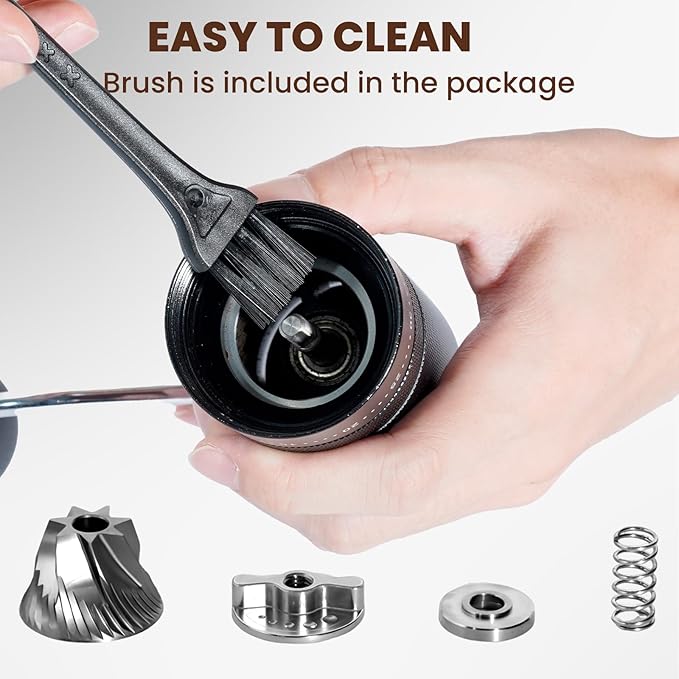 Portable Hand Coffee Bean Grinder with 60 Adjustable Settings, Stainless Steel Conical Burr Manual Coffee Grinder, Labor-Saving Crank Handle Perfect for Home, Office,Travel, Camping Espresso