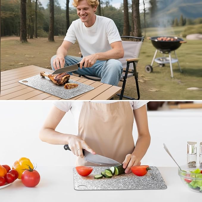 Titanium Cutting Board |100% Pure GR1 Titanium Cutting Board 0.08" Thick |Durable and Double-Sided Cutting Boards for Meat, Fruits and Vegetables | Dishwasher Safe (15" x 10" x 0.08")