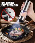 GiveBest Electric Salt and Pepper Grinder Set – Rechargeable Stainless Steel Mills, 100 ml Automatic Shakers Set with 6-Level Adjustable Coarseness and Light, Upgraded Larger Capacity