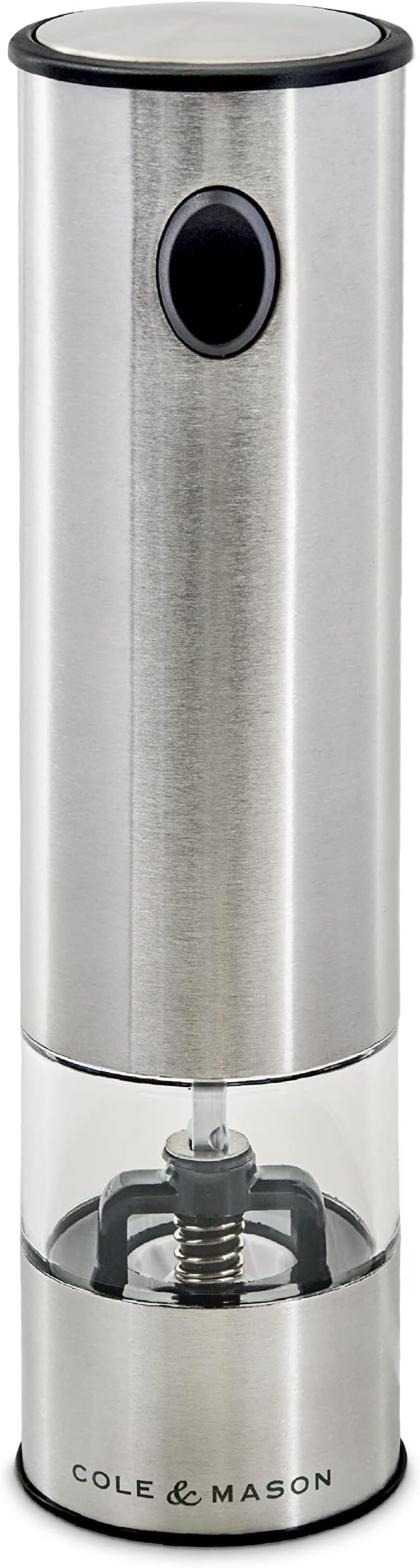 Cole & Mason Battersea Electronic Salt & Pepper Mill - One-Button Salt & Pepper Grinder - Refillable & Adjustable Salt & Pepper Shakers - Kitchen Accessories - Stainless Steel - 1 Pack
