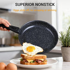 Ammeloo 21-Piece Ceramic Pots and Pans Set Non Stick with Detachable Handles and Egg Frying Pan, Non-Toxic Cookware, Induction Ready, Oven Safe, Stackable for Storage, Black Speckled