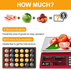 Price Computing Scale 66lb Digital Rechargeable Commercial Kitchen Weight for Produce Food Meat Fruit Vegetable with Dual Display, Give Change Function, 5 Direct Plus Included, Not for Trade