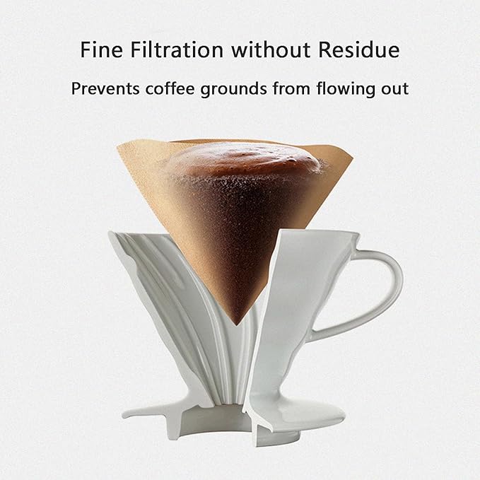 Cone Coffee Filters, Disposable Natural Paper Filters,2-4 Cup Coffee Filters, For Pour Over Coffee Maker, Drip Coffee (V02 (Unbleached,100))