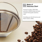 GOLDTONE Stainless Steel Coffee Filter - No.4 Cone Style Permanent Metal Reusable Coffee Filter for Cuisinart Coffee Makers - Includes Scoop and Brush