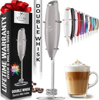 Zulay Kitchen Whisk Milk Frother with 4 Duracell Batteries - Powerful Handheld Foam Maker for Coffee, Lattes, Matcha, Hot Chocolate & Cappuccinos - Whip Creamy Froth in Seconds