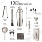 13-Piece Bartender Kit Bar Tool Set – Boston Cocktail Shaker Set with Muddler,Strainer,Jigger,Spoon–Home Bar Accessories and Drink Mixer Gift for Bartesian,Housewarming, Bar Cart Decor
