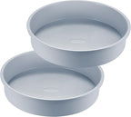 HONGBAKE 9 Inch Round Cake Pan Set of 2, Nonstick Ceramic Coating Cake Molds with Diamond Texture, Aluminized Steel Cake Pans Sets for Baking & Cheesecake, Heavy Duty & Non-Toxic (Gray, 2PCS)