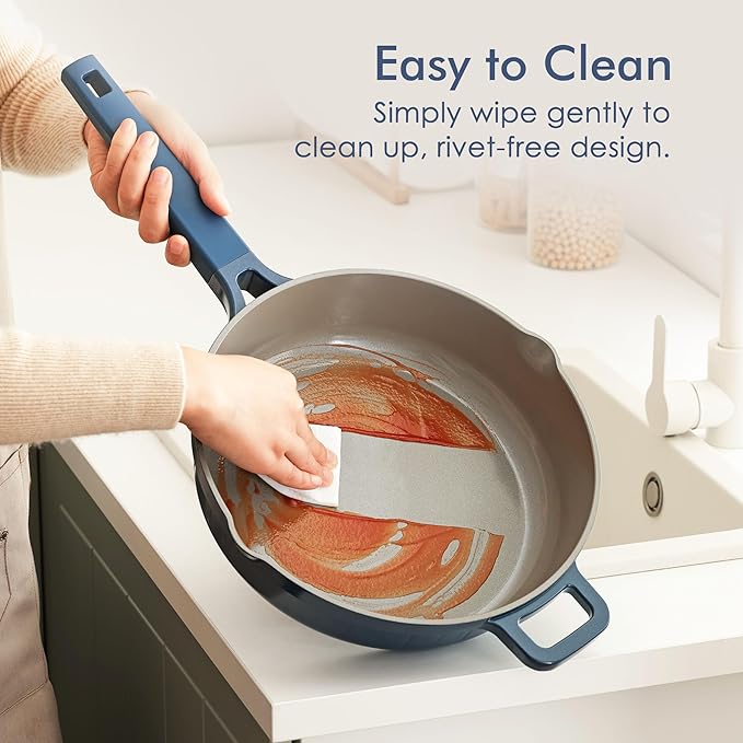 SENSARTE Ceramic Cookware Set Non-toxic 14 Pcs, Nonstick Pots and Pans Set, Dishwasher Safe Induction Cookware, Healthy Kitchen Cooking Set, PFOA/PFAS/PTFE Free