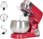 3-in-1 Stand Mixer, 5.3Qt 660W, 6-Speed Tilt-head Food Mixer, Electric Kitchen Portable Lightweight Mixer with Stainless Steel Bowl, Dough Hook, Whisk, Beater(Red)