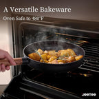 JEETEE Ceramic Cookware Set, 15 PCS Pots and Pans Set Non Stick with Removable Handles, Non Toxic Induction Kitchen Cookware Sets, Dishwasher/Oven Safe PFAS/PFOA Free Black