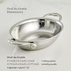 Hestan Provisions - Oval au Gratin Dish, Small Clad Stainless Steel, (6 x 8")