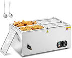 WILPREP Commercial Food Warmer with Four 1/4 Pans, 1500W Countertop Electric Steam Table, 86-185°F Adjustable Temp Control & Over-Temp Protection, Stainless Steel Buffet Bain Marie