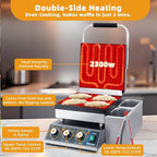 Hehinton® Commercial Waffle Maker, 110V 2300W Belgian Waffle Maker with Oil Grooves and Drip Tray, Heavy Duty Stainless Steel Body, Nonstick Waffle Iron Perfect for Home Kitchen Restaurant