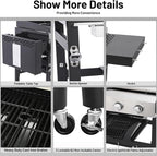 2 in 1 Propane Griddle Grill Combo 38200 BTU, 4-Burner Propane Gas BBQ Grill with 2 Foldable Side Table for Outdoor Cooking Camping Patio Backyard (propane+griddle)